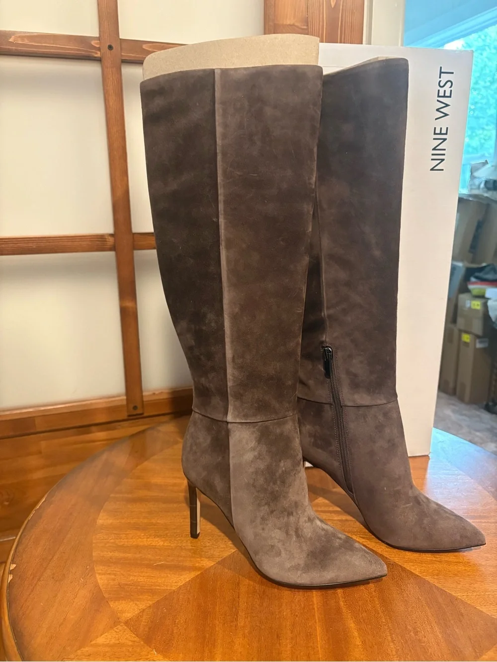 Nine West Tall Suede Over-the-Knee Pointed Toe Boots in Brown